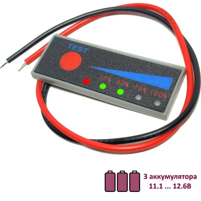 Bat Cap Indicator 3S 11.1-12.6V, Индикатор заряда / напряжения / емкости для 3-х литиевых аккумуляторов, диапазон измерения 11.1-12.6В